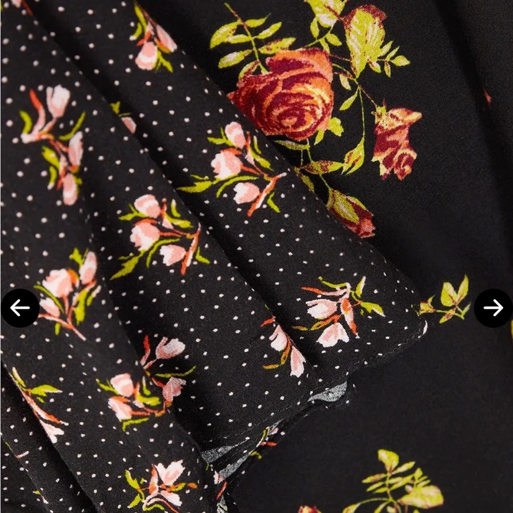 FREE PEOPLE Women’s Tate Black Floral Tie Neck Mini Shift Dress Tunic XS - Picture 9 of 11